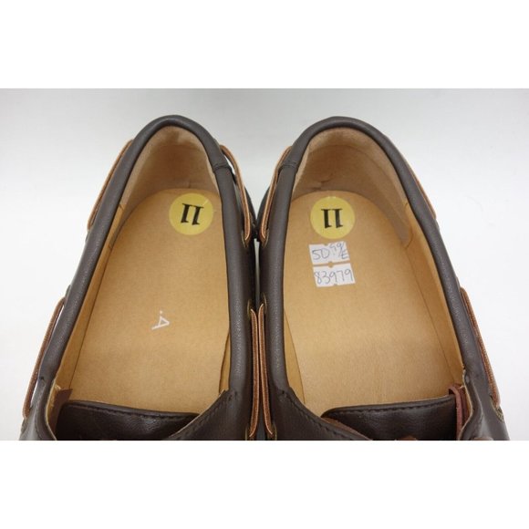 Nautica Nueltin Brown Leather Dress Casual Lace Up Deck Loafers Shoes Men\'s 11